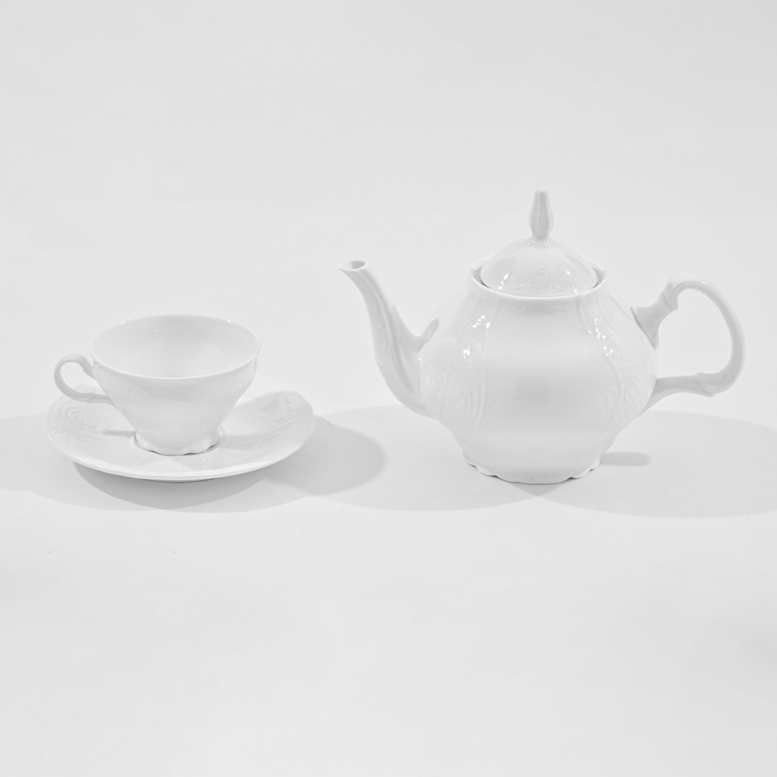 Amazon.com | PULCHRITUDIE White Fine Porcelain 7 Oz Teacup Saucer
